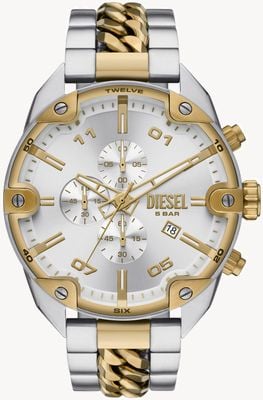 Diesel Spiked (49mm) Silver Dial / Two-Tone Stainless Steel Bracelet DZ4629
