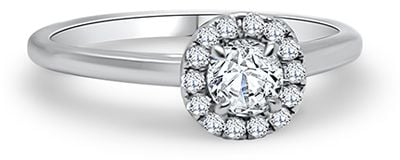 Platinum 0.30ct F SI2 Round Brilliant Halo Ring ENG4241