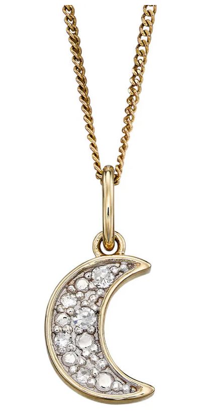 Elements Gold GP2187 9k Yellow Gold Diamond Moon Pendant Jewellery