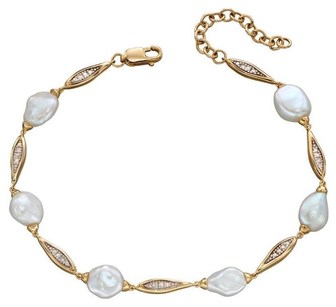 Elements Gold GB491W Keshi Pearl And Diamond Station Jewellery