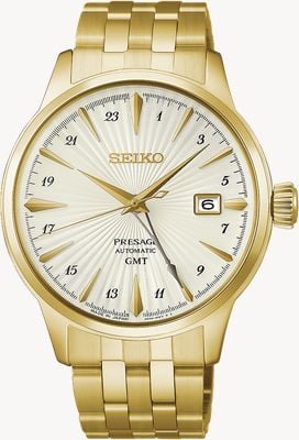 Seiko Presage Cocktail Time ‘Daiquiri’ GMT (40.5mm) Cream Dial / Gold PVD Stainless Steel Bracelet Watch HCB004J1