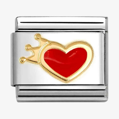 Nomination Classic Heart 18ct Gold & Steel Charm 030207/54