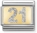 Nomination Classic GLITTER PLATES In Steel Enamel And 18ct Gold 21 SILVER Charm 030224/02
