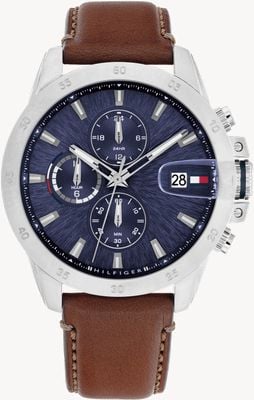 Tommy Hilfiger Jameson Multifunction (43mm) Blue Dial / Brown Leather Strap 1792195
