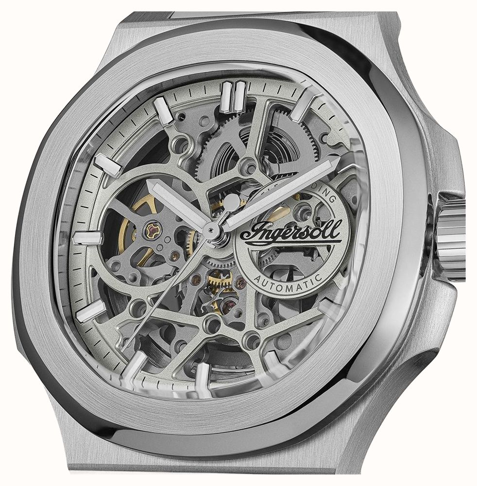 Ingersoll THE FRAME Automatic (47mm) Grey Skeleton Dial / Stainless Steel Bracelet I18302 - alternate view 3