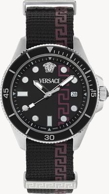 Versace GRECA FORCE Quartz (42mm) Black Dial / Black NATO Strap VE5J00126