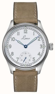 Laco Cuxhaven Small-Seconds Handwinding (42.5mm) White Dial / Light Brown Leather 862104.2