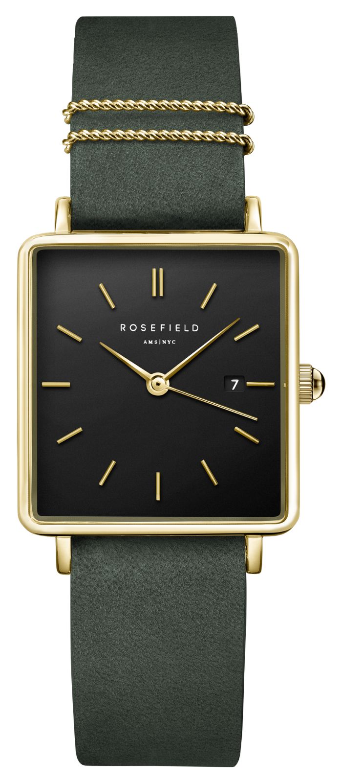 Rosefield QBFGG-Q031 Boxy (26mm) Black Dial / Forest Green Watch