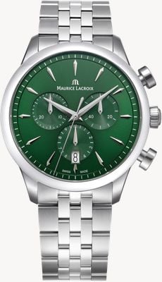 Maurice Lacroix 1975 Quartz Chronograph (40mm) Green Sun-Brushed Dial / Stainless Steel Bracelet Watch 751038-SS002-630-1