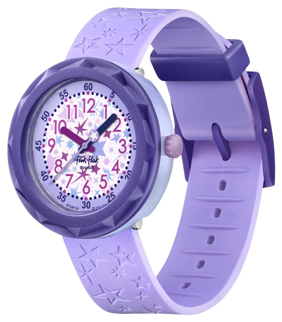 Flik Flak FCSP135 Children's Girls Purple GALOXOLOGY Themed Watch