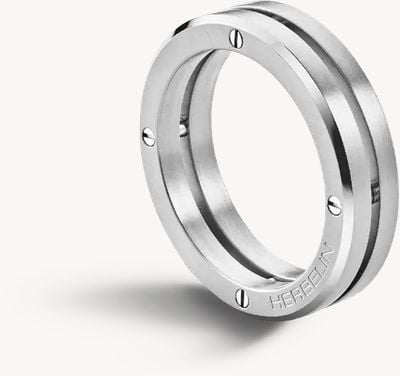 Herbelin Newport Duo Ring - Brushed And Polished Stainless Steel - 7mm
