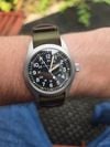 Customer picture of Hamilton Khaki Field Mechanical *Sonic the Hedgehog - 2020* (38mm) Black Dial / Green NATO Strap Watch H69439931