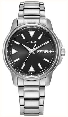 Citizen Eco-Drive Sport Day-Date (37mm) Black Dial / Stainless Steel Bracelet BM8180-62E