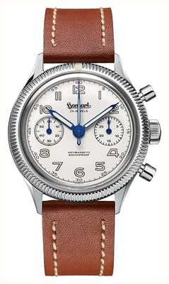 Hanhart 417 ES Moby Dick (39mm) White Dial / Light Brown Leather Strap - M H701.202-8210