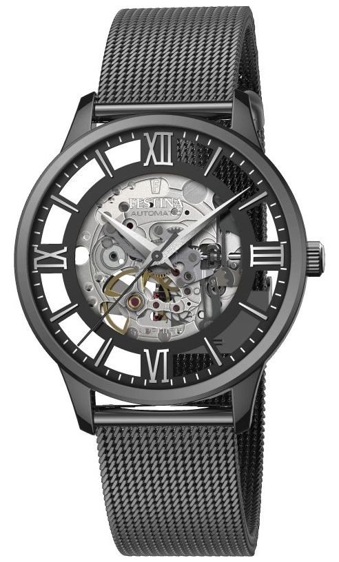Festina F20535/1 Men's Automatic Skeleton | Black Mesh Watch