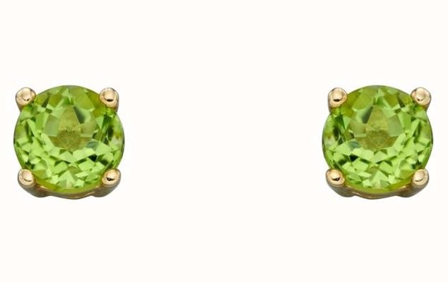 Elements Gold 9ct Yellow Gold 4mm Approx Cz Peridot August Birthstone Studs GE2333