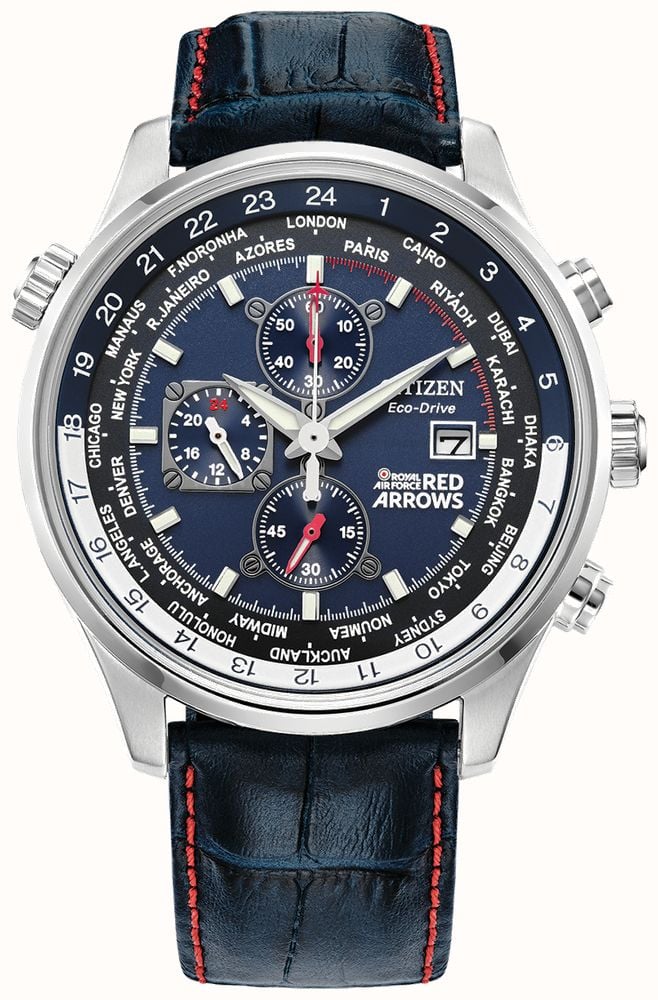 Citizen Red Arrows Chronograph Eco Drive Blue Leather CA0081 01L First Class Watches