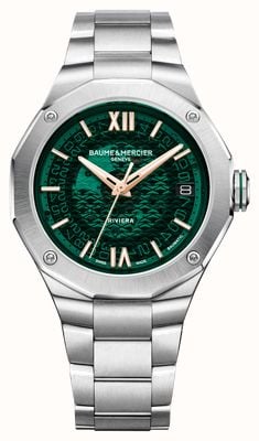 Baume & Mercier Men's Riviera (39mm) Green Dial / Stainless Steel Bracelet BM0A10770