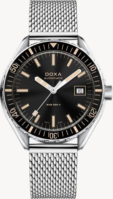 DOXA SUB 200 II Sharkhunter (44mm) Black Sunray Dial / Stainless Steel Mesh Bracelet 795.10.101.10