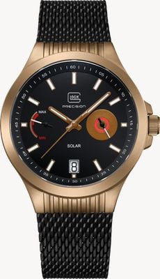 GLOCK Precision Cartridge Solar (42mm) Black Dial / Black PVD Stainless Steel Mesh Strap GW-19-3-22