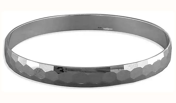 James Moore CME Sterling Silver 8mm Solid Slave with Beehive Facets Bangle H1620
