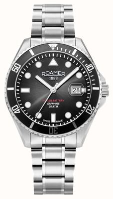 Roamer Pro Diver 200 Power-Battery (43mm) Black Dial / Stainless Steel Bracelet 969845 41 85 20