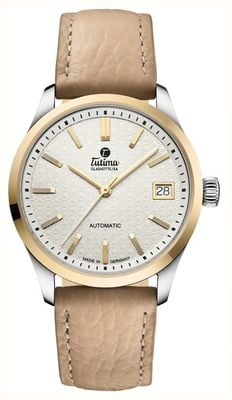 Tutima Glashütte Sky Automatic (34mm) Opal White Dial / Light Brown Leather Strap 6705-21