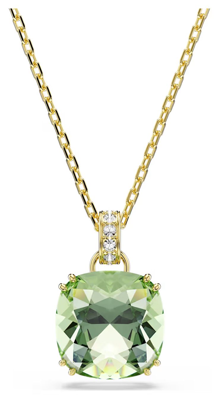 Swarovski 5764821 Millenia pendant Cushion cut, Green, 18K Jewellery