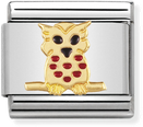 Nomination Classic Owl 18ct Gold & Steel Enamel Charm 030211/10