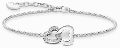 Thomas Sabo Intertwined Hearts White Crystal Sterling Silver Bracelet 19cm A2163-051-14-L19V