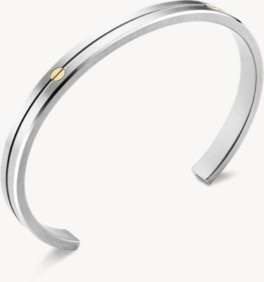 Herbelin Newport Bangle - Brushed And Polished Stainless Steel With 9k YG Screws - 7mm (One Size) JN7ABG2N
