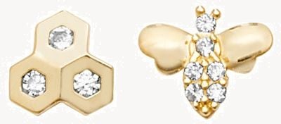 Treasure House 9k Yellow Gold Bee Hive Stud Earrings ES615