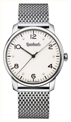 Hanhart PIONEER Silva (38.5mm) White Dial / Milanese Mesh Stainless Steel Bracelet 782.250-9428