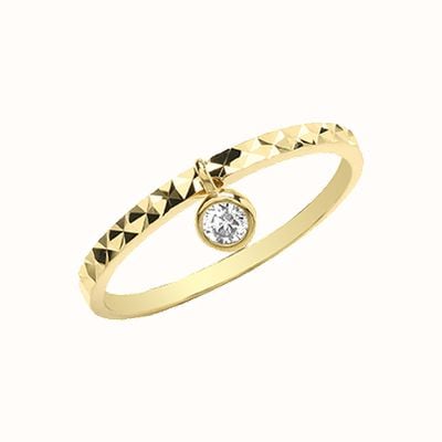 9ct yellow gold tiny C/Z hammered ring SIZE J RN1600/J