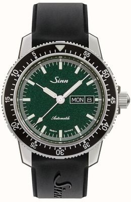 Sinn 104 St Sa I MG (41mm) Metallic-Green Dial / Black Rubber Strap (Pin Buckle Clasp) 104.0131 BLACK RUBBER PIN BUCKLE