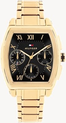 Tommy Hilfiger TH-OXFORD Multifunction (36mm) Black Dial / Gold PVD Stainless Steel Bracelet 1710764