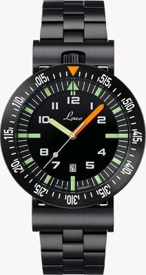 Laco Atacama.3 Automatic (46mm) Matte Black Dial / Black DLC Stainless Steel Bracelet 861632.3.MB