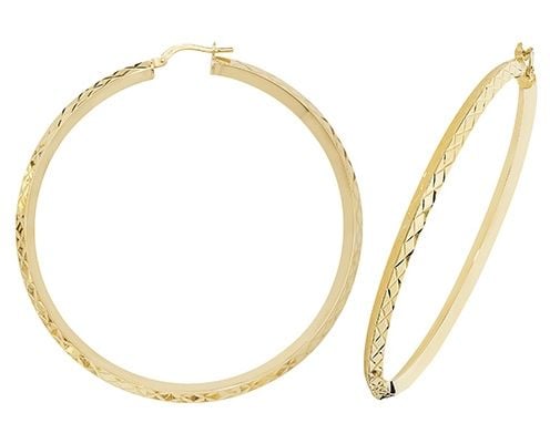 Treasure House ER1018-50 9k Yellow Gold Hinged Hoop Earrings Jewellery