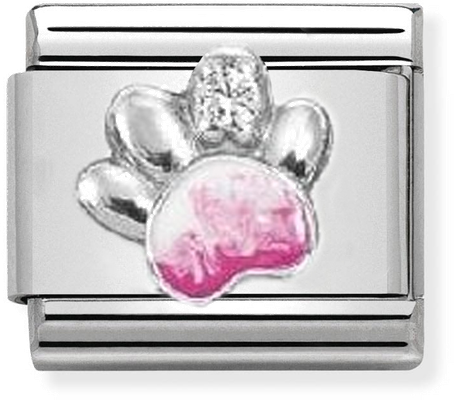 Nomination Composable Classic Silver and Enamel Raised Paw with Cubic Zirconia 330321/13