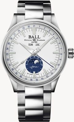 Ball Watch Company Engineer II Moon Calendar | 40mm | Limited Edition | White and Blue Dial | Stainless Steel Bracelet NM3016C-S1J-WH