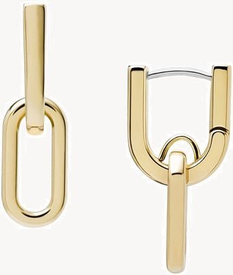 Fossil Women's Heritage Gold-Tone Stainless Steel D Link Drop Earrings JF04780710