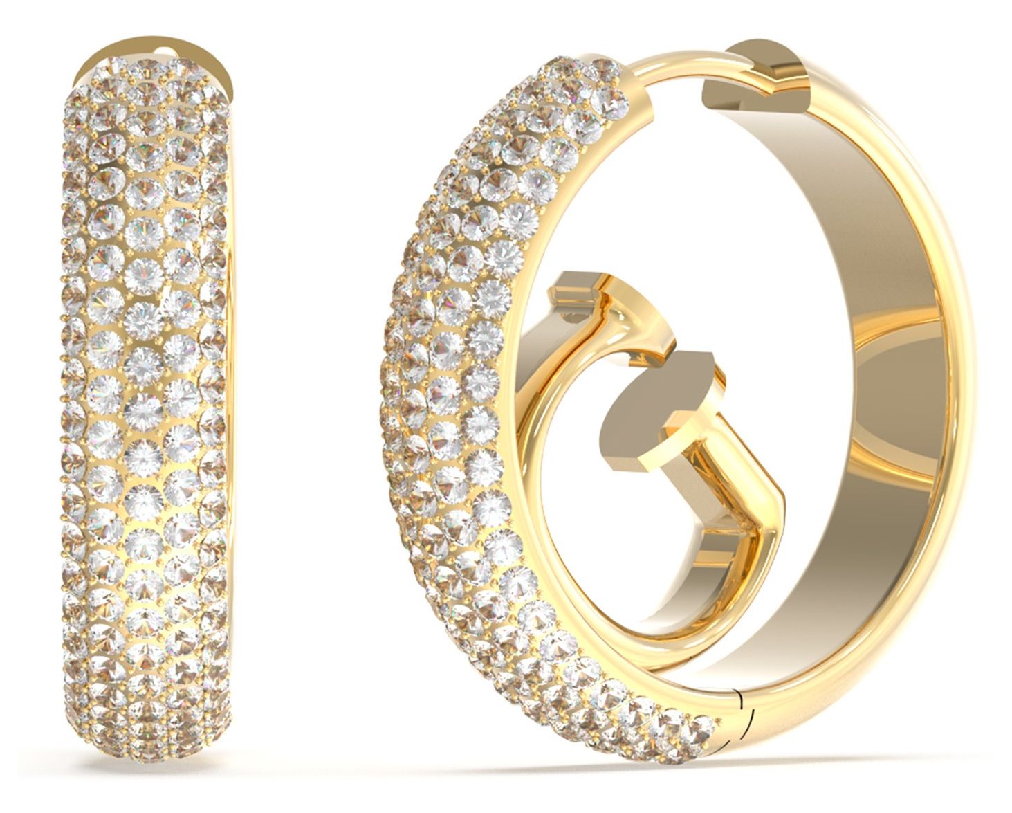 Guess UBE03299YG Women’s Gold Plated 20mm G Logo Pave Huggie Jewellery