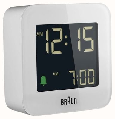 Braun BC08 Digital LCD Travel Alarm Clock - White - W5.8cm x H5.8cm x D2.0cm BC08W