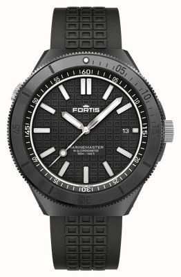FORTIS Marinemaster M-44 Chronometer Gravity Black DLC (44mm) Horizon Ultra-flexible FKM Rubber Strap F8120030