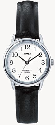 Timex Easy Reader INDIGLO (25mm) White Dial / Black Leather Strap T20441