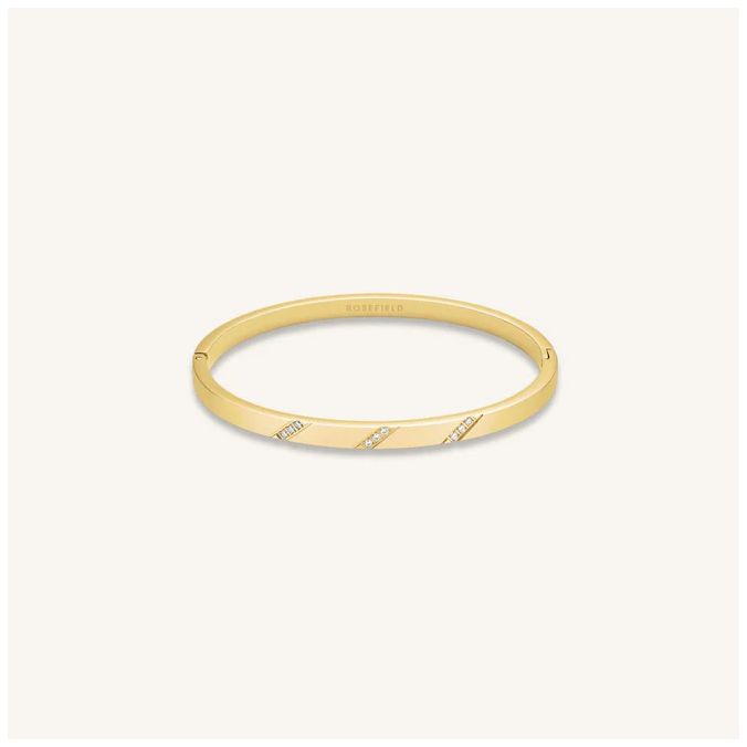 Rosefield Jewellery JBLCG-J1043 Gold Bangle With Lines Of