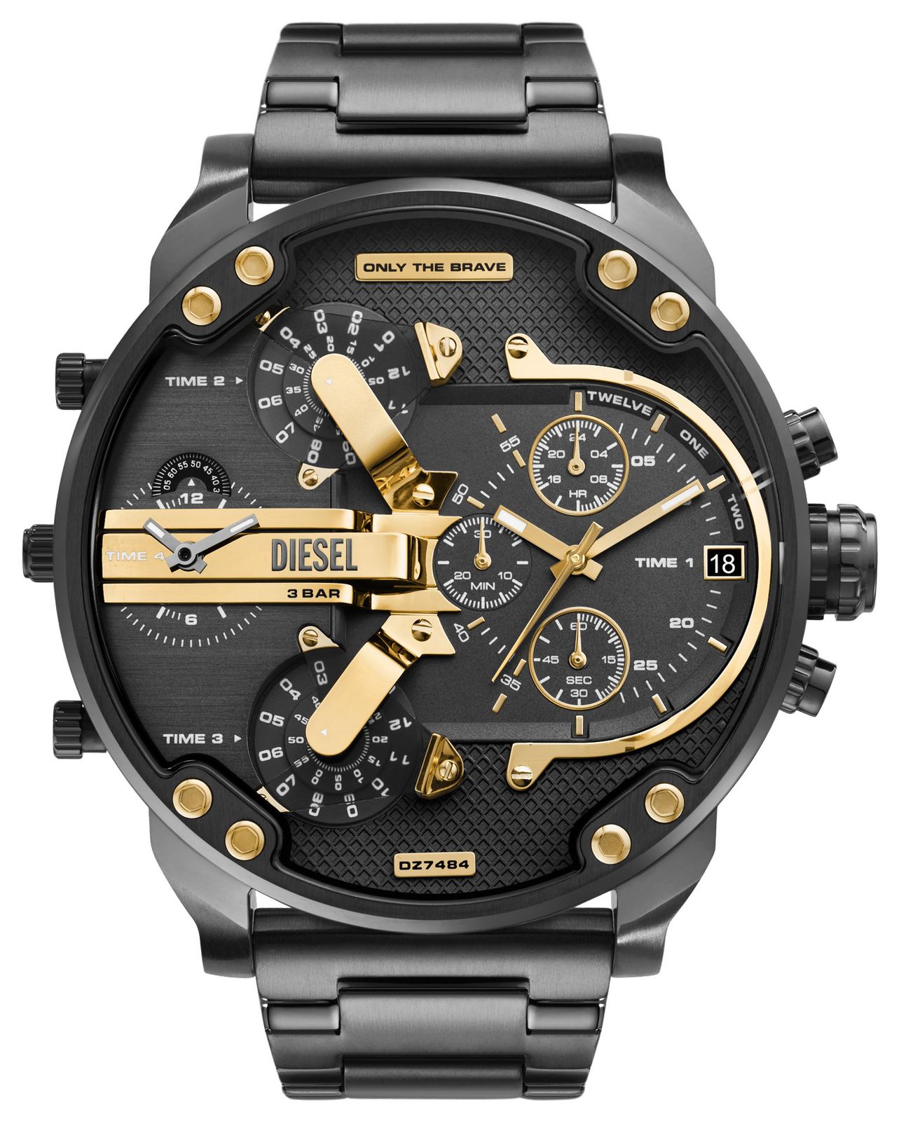 Diesel DZ7484 MR. DADDY Multifunction (57mm) Black & Gold Watch