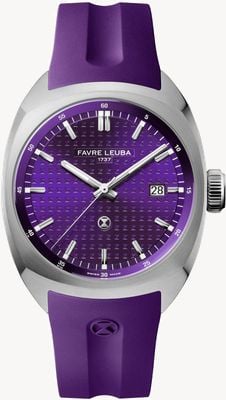 Favre Leuba Chief Date Automatic (40mm) Purple Monogram Pattern Dial / Purple Rubber Strap 00.20102.102.07.307