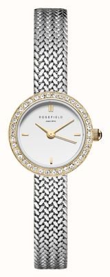 Rosefield Mini Small Edit Gold (20.4mm) White Dial / Stainless Steel Mesh Bracelet MWSMG-M06