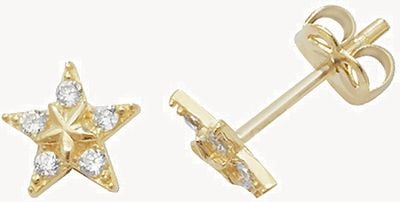 9ct Yellow Gold Cubic Zirconia star Stud Earrings ES437